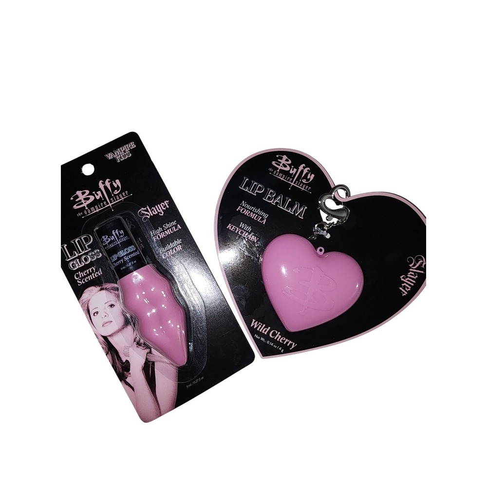 Buffy the Vampire Slayer Lip Gloss and Wild Cherry Lip Balm Keychain Set New